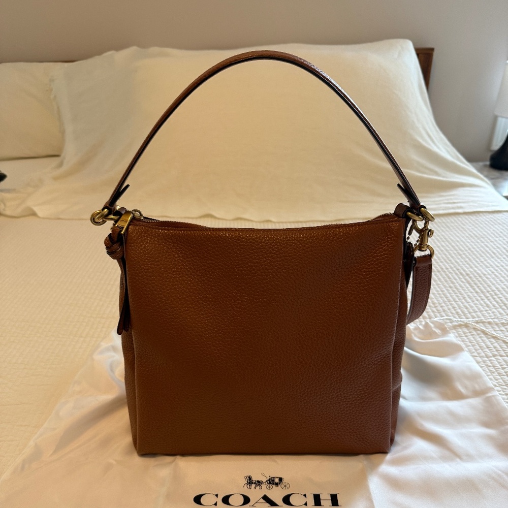 Coach Shay Brown Pebble Leather Shoulder Bag - Picture 2 of 13